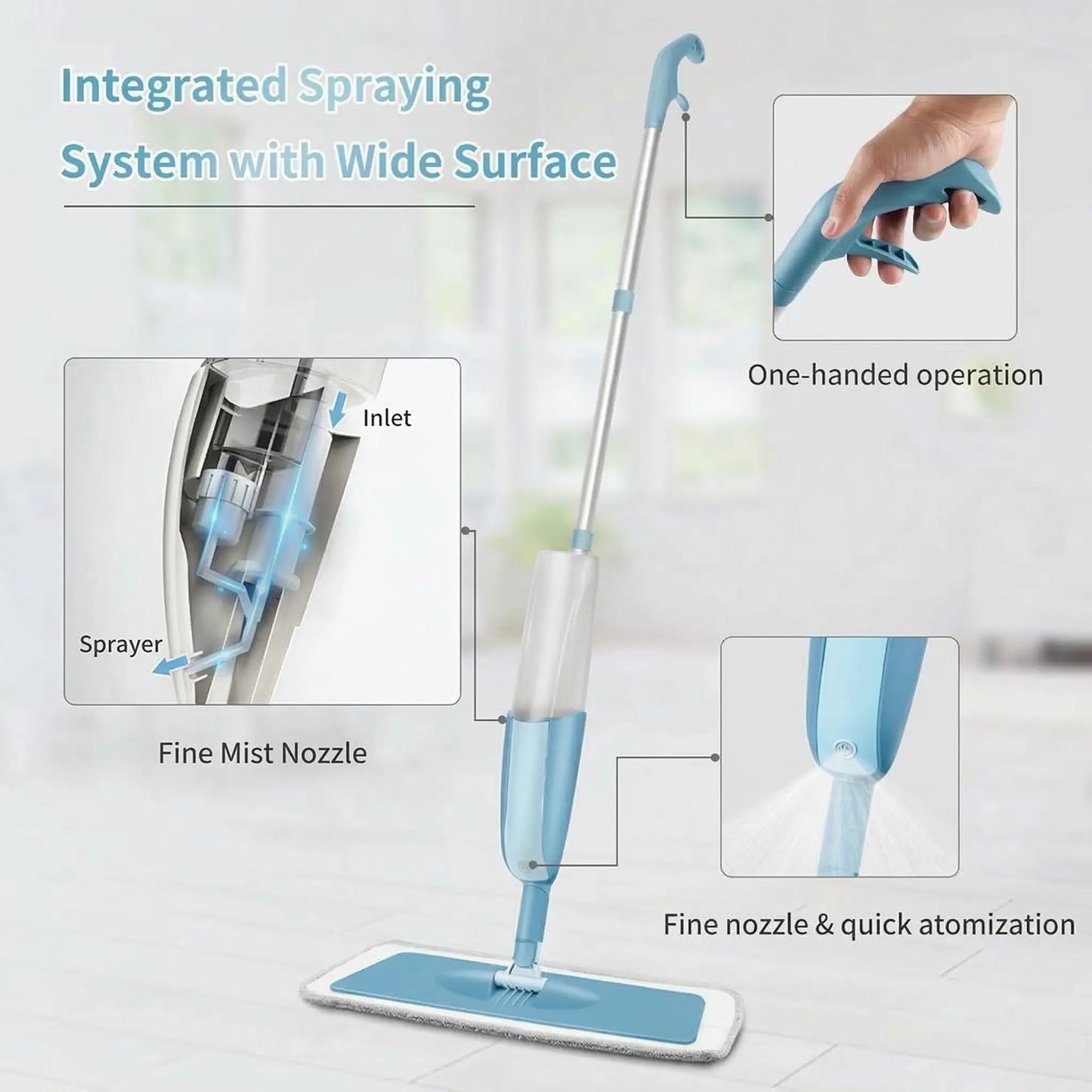 Easy Floor Cleaning with Built-in Water Spray